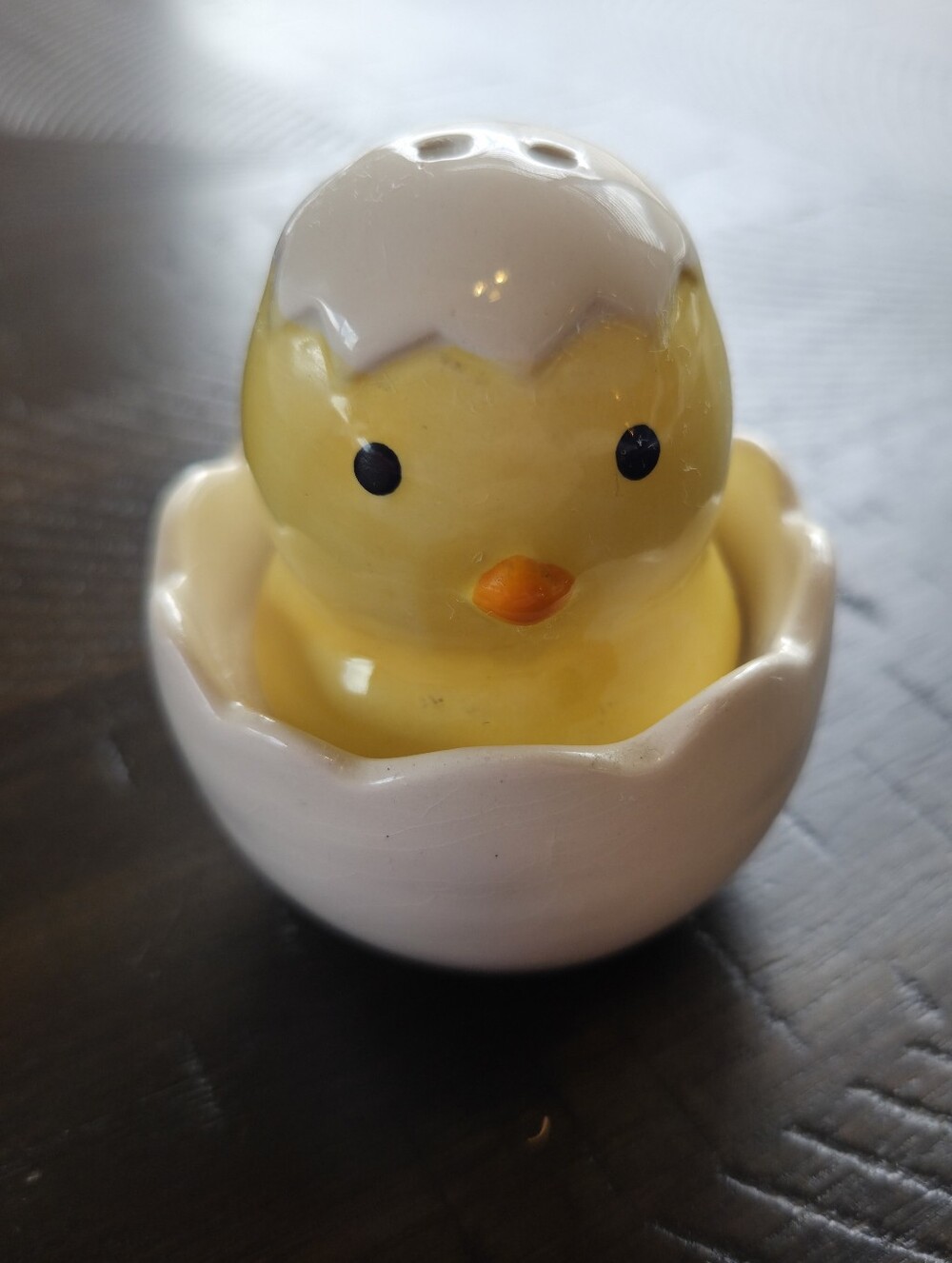 Vintage Ceramic Hatching Baby Chick Egg Salt & Pepper Shakers - 2pc Set